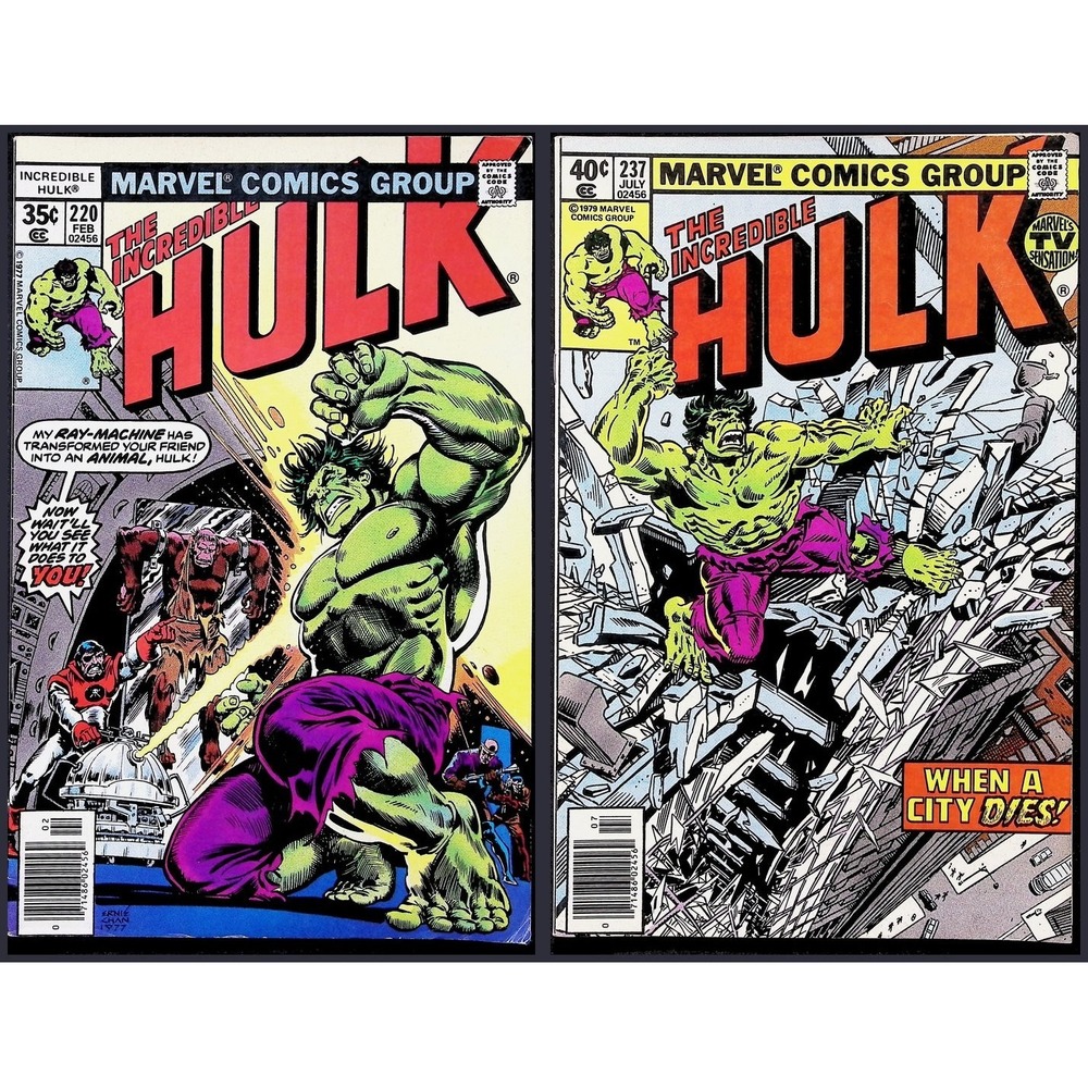 Incredible Hulk 2X Comic Lot #220 237 Newsstand Bronze Age Marvel